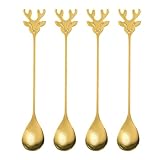 Kleine Kaffeelöffel, 4 Stück Kaffeelöffel aus Edelstahl für Weihnachten | Festliche Küchenutensilien | für Küche, Bar, Kochen, Zuhause, Backen, Servieren, Le Essen