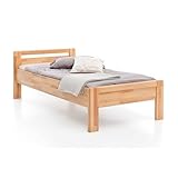 WOODLIVE DESIGN BY NATURE Massivholz-Bett aus Kernbuche, als Seniorenbett geeignet, in Komforthöhe, geöltes Einzel- und Komfortbett mit Kopfteil (90 x 200 cm)