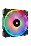 Corsair LL140 RGB LED PWM PC-Gehäuselüfter (140mm Dual Licht Loop RGB LED, Zweierpack mit Lighting Node PRO) schwarz, 2-er Pack