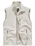 Panegy Herren Outdoor Weste mit Taschen Leicht Anglerweste Camping Fotografie Safari Wandern Ärmellose Angeljacke Weiß S