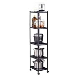 Nischenregal Küchenwagen Badrollwagen 22 Cm Breiter Rollwagen-Organizer, Schwarz, 5 Etagen, Gap-Küche, Schmales Herausschiebbares Aufbewahrungsturmregal, Schmale Regaleinheit For Wäsche/Badezimmer/Spe