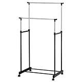 bestyks Kleiderständer,Kleiderständer auf Rollen,3 Tier Kleiderstange Größe 145 x 43 x 160cm,Doppelstangen-kleiderständer (AMJD27600)
