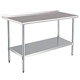 Amazon Basics Werkbank aus Edelstahl, NSF-zertifiziert, mit Spritzschutz, 61 x 152 cm, Silber (Früher Marke AmazonCommercial)