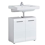 trendteam smart living - Skin - Waschbeckenunterschrank - Weiß Hochglanz - Waschtisch mit 2 Türen und 1 Einlegeboden - (BxHxT) 60 x 56 x 31 cm - Kontrastreiche Griffe