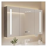 LED-Badezimmer-Wandschrank mit Anti-Beschlag-Licht und reichlich Stauraum, moderner Wandmontage, Medizinschrank für funktionales Badezimmer, Weiß (108 x 70 cm)