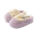 UPJAKS Hausschuhe Damen-Plüsch-Blumen-Hausschuhe für Erwachsene, Blumen-gemütliche Hausschuhe, Winter-warme Hausschuhe, Flauschige weiche Slip-On-Schlafzimmer-Schuhe für Thanksgiving Pantoffeln