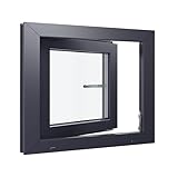 Kunststofffenster Kellerfenster Fenster - 3-fach Verglasung - weiß/anthrazit - 700x500 mm DIN Rechts