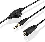 CABLEPELADO Audio-Verlängerungskabel, Lautstärkeregler, Stereo-Klinkenstecker mit Regler 3,5 mm, Stecker auf Buchse, für Lautsprecher, Kopfhörer, Handy, Tablet, MP3, schwarz, 0,30 m