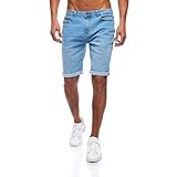 JEEL Herren Kurze Hosen - Slim-Fit Jeans-Shorts - 5-Pocket-Style - Stretch Herren-Shorts - Kurze Hose für Männer - Basic Washed - 2-Hellblau - 31W