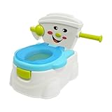 Kinder Töpfchen 2-in-1Kindertoilette mit Armlehnen Baby Toilettentrainer Leicht zu Reinigen Babytopf (Blau)