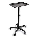 Friseursalon Tablettwagen 70-110cm Höhenverstellbar Beauty Salon Service Gerätewagen mit 360° Rollen, Aluminiumlegierung Tablett Trolley, für Zoohandlung Schönheitssalon (Schwarz)