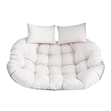 FUNCITTE Wasserdichtes, dickes Hängesesselkissen, Rattan-Sitzkissen, 2-Personen-Sitzer, Rattan-Schaukel-Sitzpolster für Terrasse, Garten, Outdoor (weiß)