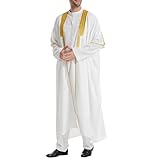Kaftan Herren Lang Langarm Gebetskleidung Knopf Arabische Robe Crew Stehkragen Ramadan Vintage Muslimische Kaftan Regular Fit Muslim Abaya Einfarbig Ethnisch Islam Gewand Robe