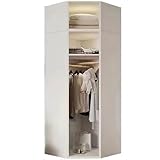 YBNKKUXKN Kleiderschränke Polygonaler Eck-Kleiderschrank, Aufbewahrungsspind für kleine Wohnungen, weiße Oberfläche mit Hängestange, geeignet für Schlafzimmer, erfordert Montage kleiderschrank