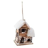 ABOOFAN LED Beleuchtetes Mini-Holzhaus Verschneite Miniatur-Holzhäuser für Weihnachtsbaum Anhänger Rustikale Tisch Fensterdekoration Winterliches Festliches Dorf für Büro Schlafzimmer