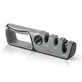 Oleio Profi Messerschärfer 3-Stufen System | Manuelles Messer Schleifgerät verstellbarer Winkel für Grob-, Mittel- & Feinschliff | Küchenmesser, Kochmesser und Scheren schärfen | Rutschfester Stand