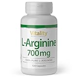 L-Arginin Hochdosiert 700 mg. Essenzielle Aminosäure 100% natürlich aus Fermentation (120 Kapseln) Hohe Bioverfügbarkeit & Bioaktivität. Premium L-Arginine Vitality Nutritionals by VitaminExpress