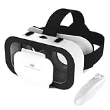 VR Brille, 3D Virtual Reality Headset für Handy,VR Glasses Augenschutz Brille PC Unterhaltung mit kabelloser Fernbedienung, kompatibel 4,7-6,5 Zoll(Schwarz)