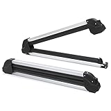 Ski Snowboard Fahrradträger Universell für 6 Paar Skier/4 Snowboards Luftfahrt Aluminium Resistent bis zu -60°C Verbesserter Skiträger 33 Zoll Passend Abgeflachte/Vierkantstange Querstangen, Silber