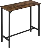 EUGAD Bartisch Vintage Braun, Stehtisch, Küchentisch, Bar Tisch schmal, Konsolentisch, Flurtisch, Beistelltisch hoch, für Bar Bistro Kücheninsel, aus Holzwerkstoff Metall, 100x100x40cm