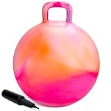U&C Planet 50 cm Hüpfball Sprungball mit Griff, 100 KG belastbar Space Hopper mit Luftpumpe Spielzeug für Kinder 6-9 Jahre Drinnen & Draußen, Lernspielzeug für Balance & Koordination, Wolke Orange