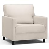 COMHOMA Relaxsessel Fernsehsessel TV-Sessel Loungesessel Sessel Wohnzimmer Einzelsofa für Schlafzimmer, Leseecke Seitenstuhl mit Weicher Memory-Schaum Loungesitz, Leinenbezug, Weiß