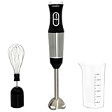 Ambiano Stabmixer Edelstahl - Pürierstab elektrisch GS-Zeichen, inkl. Schneebesen & Messbecher, 400 Watt Leistung, 2 Geschwindigkeiten, stufenloser Drehzahlregler - Schwarz
