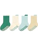 Kyopp 4 Paar Stoppersocken Kleinkinder Socken ABS rutschfeste Kniestrümpfe neutrale Pastellfarben Socken Baby Socks