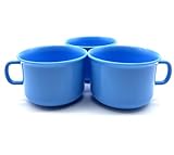 3 Stück Tasse 150 ml Kaffeetasse Picknicktasse Kindertasse, aus Plastik/Kunststoff, Mehrweg, Farbe hellblau