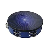 AOWINHIT Tambourin Birken Holz Handheld Percussion Jingles Bell Instrument Blau 8in für Kinder Erwachsene Hochzeit Karaokee, Tamburin Percussion Jingles Blue 8in, Tamburin -Percussion