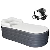 Aufblasbare Einweichbadewanne für Erwachsene, große tragbare Eisbadewanne, Spa, Einweichwanne mit Reißverschlussabdeckung, entworfen mit Kopfstütze, Getränkehalter (Luftpumpe im-168x76x68cm)