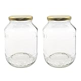 Devitre 2 große Einmachgläser 1700 ml Vorratsgläser mit Deckel und Etiketten