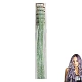 6 Stück Haar Lametta Clip Glitzer Hair Tinsels Clip,Hair Tinsel Clips In,Glitzer Haarsträhnen Lametta Tinsel Hair Extensions Glitter Glitzersträhnen für Cosplay Weihnachten Halloween (Grün)