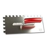 Karl Dahm ® Zahnglättekelle rostfrei mit Holzgriff – Profi-Kelle für Fliesenleger & Handwerker – Zahnung 20/20 mm, ideal für Fliesenkleber, Spachtelmasse & Mittelbettverfahren (12mm)