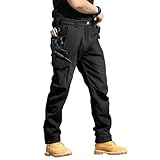 Cargohose Herren Leichte Outdoor Wanderhose Arbeitshosen Männer Ripstop Taktische Hose Herbst mit Multi Taschen,Schwarz,XL