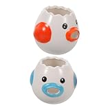 Ciieeo 2 Stück Keramik Eiertrenner Kreativer Hühnerform Eiweiß Eigelb Separator Küchenfilter für Backen Kochen Bpa-frei Langlebig Handbemalt