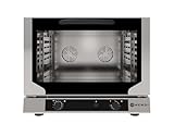 HENDI Heißluftofen mit Beschwadung, Compact, für 4x 600x400mm Bleche, mit 2 Lüfter, Temperaturbereich: von 100° bis 260°C, Heißluft- mit Dampf-Backofen, 230V/6400W, 783x755x(H)634mm, Edelstahl
