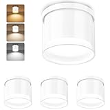 GeyouLux LED Aufbauspot Ø90×86mm Deckenspots 3CCT Aluminium LED Aufbaustrahler inkl. 7W 800LM GX53 LED Leuchtmittel Aufputz Spots Deckenleuchte 3000K/4000K/6500K Weiß Rund 4 Stück