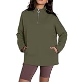 Generisch Sweatshirt Damen Troyer Pullover mit Reißverschluss Winterpullover Übergangs Strickpullover Herbst Winter Langarmshirt Freizeitspullover Stehkragen Pullover mit Innen Fleecefutter