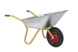 RAVENDO Profi Bauschubkarre Premium Qualität Schubkarre Vollgummi mit Vollgummirad pannensicher Vollgummireifen Schubkarren BD 1002 | 100 Liter Mulde | PU Rad kugelgelagert | 150kg Tragkraft | Gelb