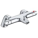 DEPTUNA Thermostat Brausearmatur,Thermostat Wannenbatterie,Duscharmatur mit Thermostat,Duscharmatur mit Sicherheitssperre bei 38°C,Chrom