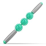 Igelball Massageroller mit Griff. 40cm Massage Roller Stick. Massagerolle Körper Roller Massage Stab für Beine Nacken Rücken Schulter. Massage von Muskeln Faszien Tiefengewebe Triggerpunkten (Grün)