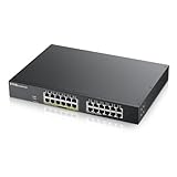 Zyxel 24-Port Gigabit PoE Switch | Smart managed | Rackmontage | 12 PoE+-Ports mit einem Budget von 130 Watt | VLAN, IGMP, QoS [GS1900-24EP]