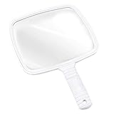 TRIXES Handspiegel - Salon Friseur für Beauty und Professionelle - Weiss - Weitwinkel - Herrenfriseursalon Mit Griff