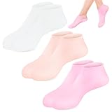 3 Paar Silikonsocken,Fuß Spa Pediküre Socken, Rutschfeste Aloe Socken für Trockene, Rissige Füße für Frauen Mädchen Fuß, Spa, Pediküre, Size 37-41