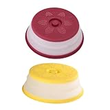 TOKIDNY 2 Stück Faltbare Mikrowellenabdeckhaube Spritzschutz und Lebensmittelecht Vielseitig als Dampfschutz und Obstkorb Hitzebeständig zum Frischhalten und Gleichmäßigen Erwärmen