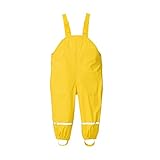 Kinder Unisex Mädchen Jungen Regnhose Regenlatzhose wasserdichte Atmungsaktiv Verstellbaren Trägern Buddelhose Matschhose(Gelb, 122/128)