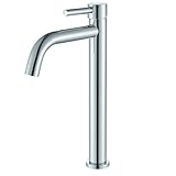 Suguword Bad Wasserhahn Waschtischarmatur Hoch Badarmatur Einhand-Waschtischbatterie Mischbatterie Waschbecken Waschtisch Armatur für Badezimmer aus Messing Chrom
