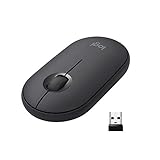 Logitech Pebble Kabellose Maus mit Bluetooth oder 2,4 GHz Empfänger, Leise, schlanke Computermaus mit Leisen Klicks, für Laptop/Notebook/iPad/PC/Mac/Chromebook - Graphit/Schwarz (erneuert)