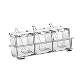 jojomis Gewürzdosen-Set mit Deckel, Löffel, 3 Fächer, Gewürzdose, Organizer, transparent, platzsparend, Gewürzbehälter für Küche, Esszimmer